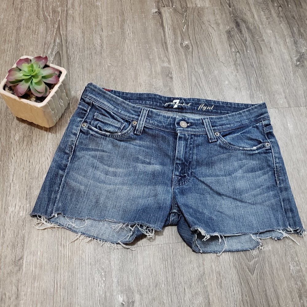 7 For All Mankind Flynt Cut Off Denim Shorts 29